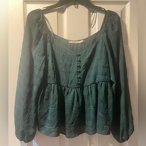 Mi Ami Green Plaid Smock Top Size M NEVER WORN
